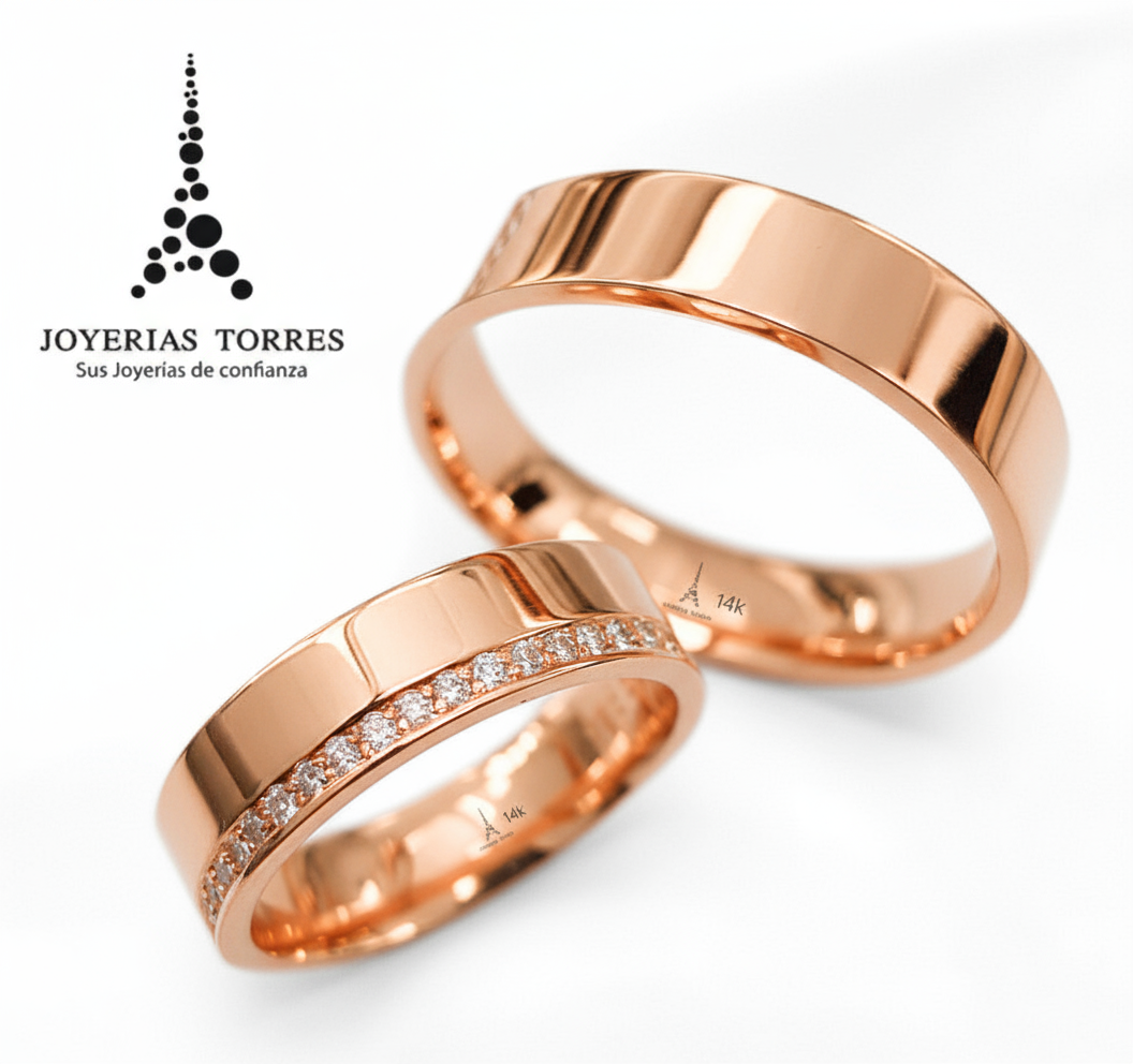 Anillos de compromiso en oro rosa