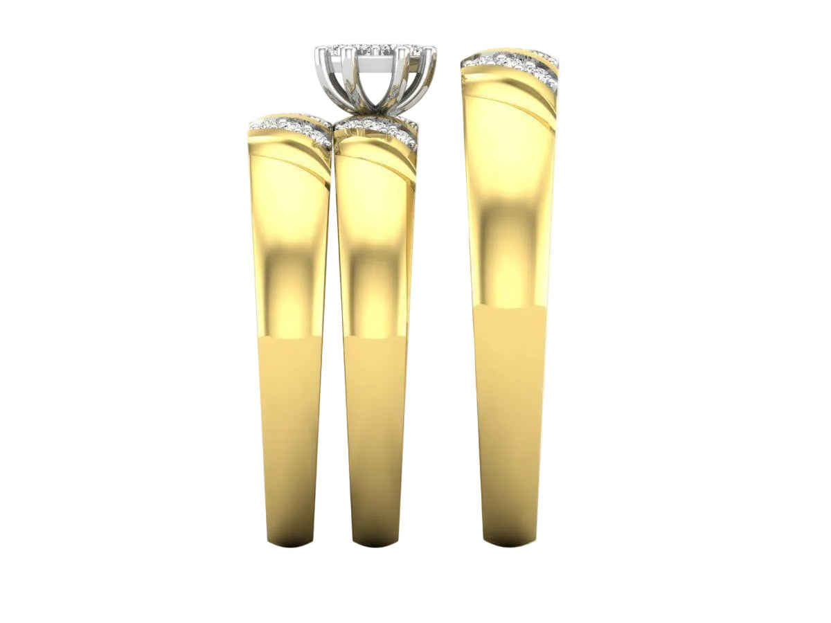 Trio de Argollas Matrimoniales AV 453 con Solitario Hexagonal