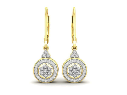 Aretes con Halos de Oro Recubiertos de Brillantes Incrustaciones