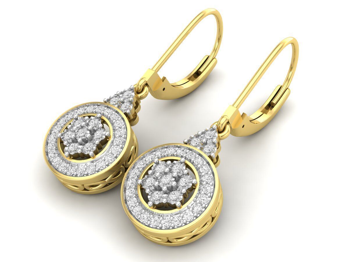 Aretes con Halos de Oro Recubiertos de Brillantes Incrustaciones