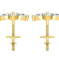 Aretes de Oro con Incrustaciones Brillantes en Forma de Flor