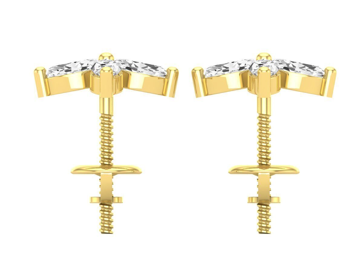 Aretes de Oro con Incrustaciones Brillantes en Forma de Flor