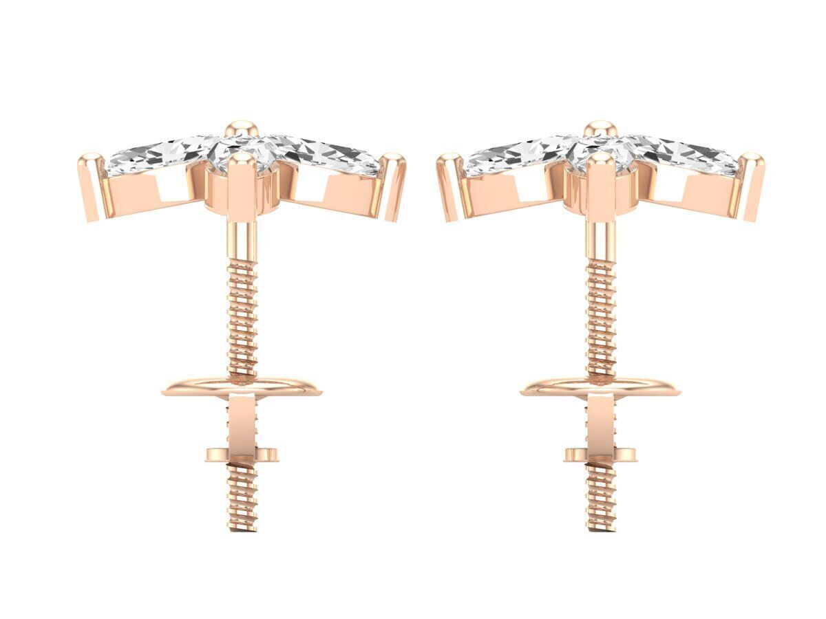 Aretes de Oro con Incrustaciones Brillantes en Forma de Flor