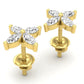 Aretes de Oro con Incrustaciones Brillantes en Forma de Flor