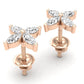 Aretes de Oro con Incrustaciones Brillantes en Forma de Flor
