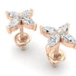 Aretes de Oro con Incrustaciones Brillantes en Forma de Flor