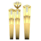 Trio de Argollas Matrimoniales de Oro con Argolla de Flor de Incrustaciones