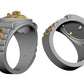 Anillo Rostro de Oso de Oro Blanco y Amarillo
