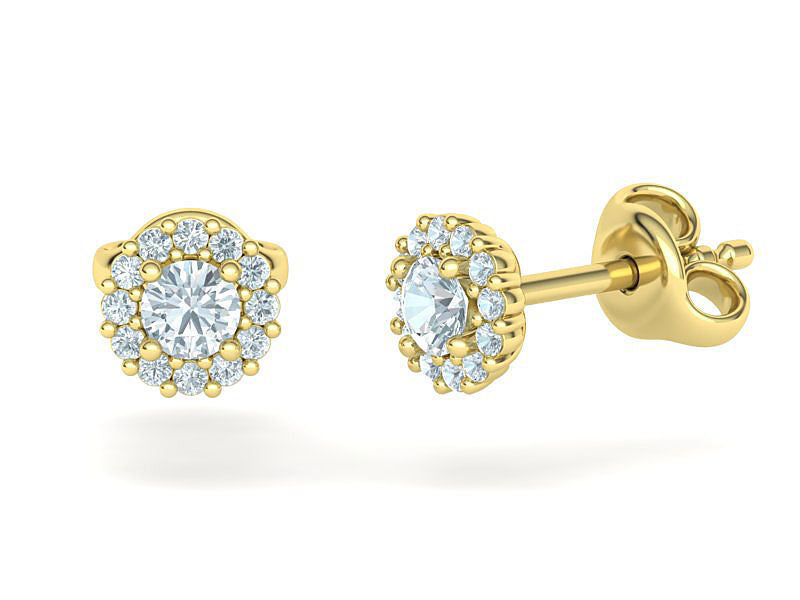 Aretes de Retazos y Halo Clásico con Brillantes Incrustaciones