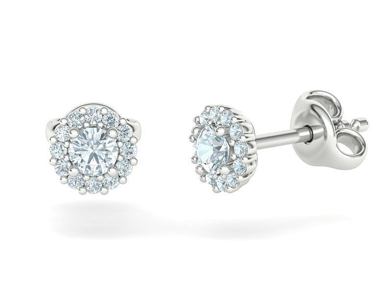 Aretes de Retazos y Halo Clásico con Brillantes Incrustaciones