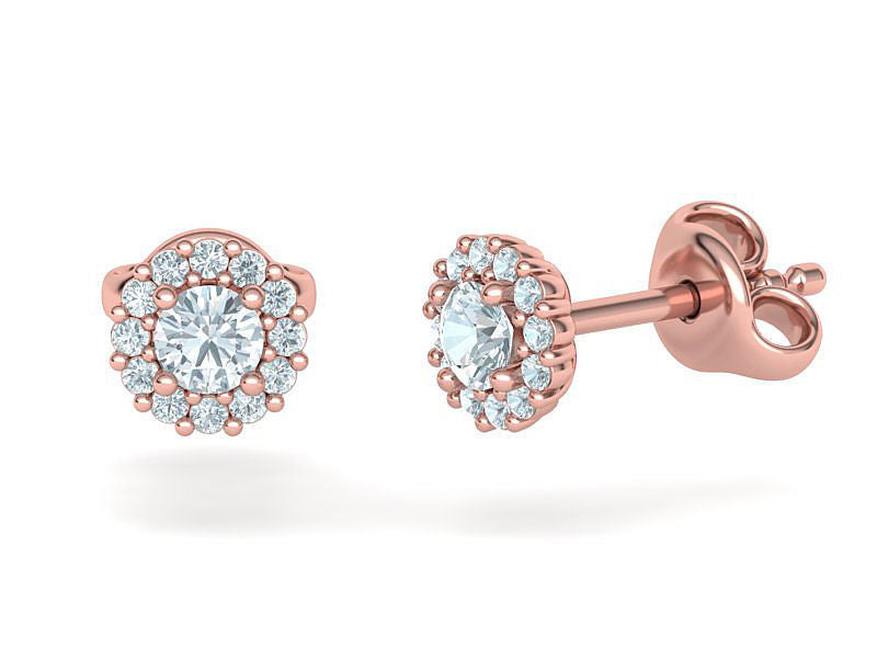 Aretes de Retazos y Halo Clásico con Brillantes Incrustaciones