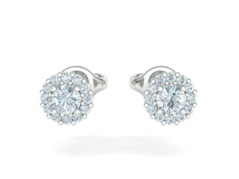 Aretes de Retazos y Halo Clásico con Brillantes Incrustaciones