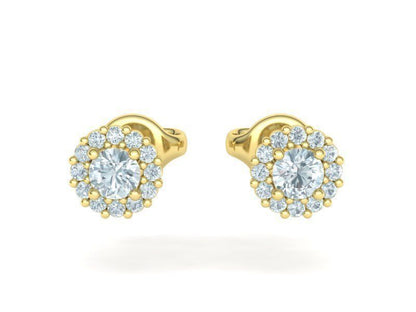 Aretes de Retazos y Halo Clásico con Brillantes Incrustaciones