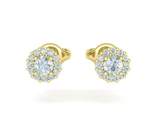 Aretes de Retazos y Halo Clásico con Brillantes Incrustaciones