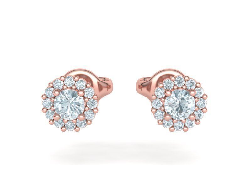 Aretes de Retazos y Halo Clásico con Brillantes Incrustaciones