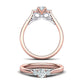 Anillo de Compromiso Tres Piedras Bow de Oro 14k  Diamantes