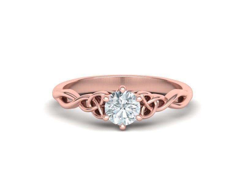 Anillo de Compromiso con Nudo Celta de Oro 14k e Incrustación Redonda