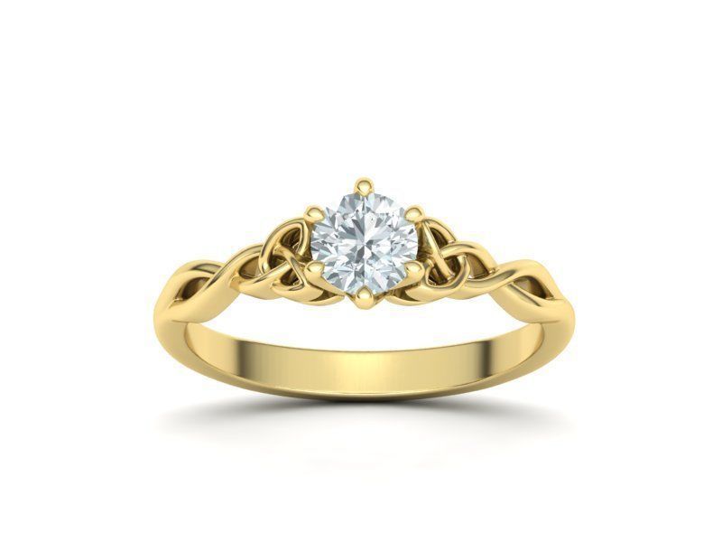 Anillo de Compromiso con Nudo Celta de Oro 14k e Incrustación Redonda
