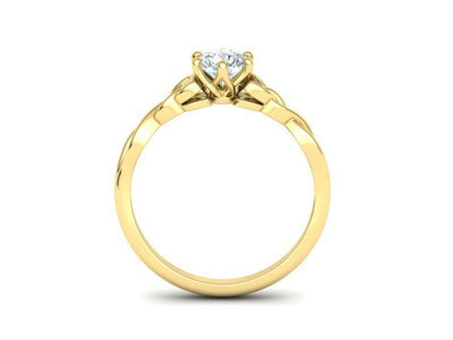 Anillo de Compromiso con Nudo Celta de Oro 14k e Incrustación Redonda