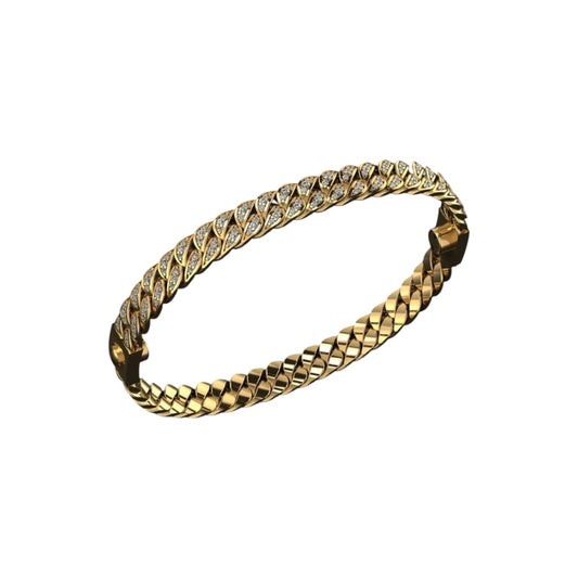 Modesto Brazalete Cuban de Oro Acompañado de Incrustaciones