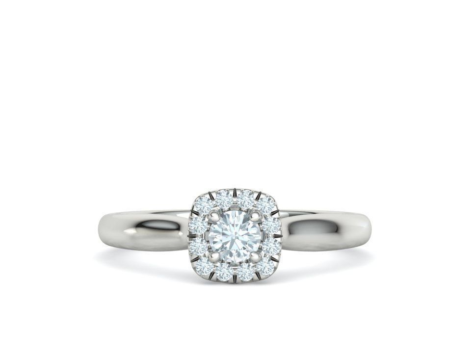 Anillo de Compromiso con Halo y Diamantes
