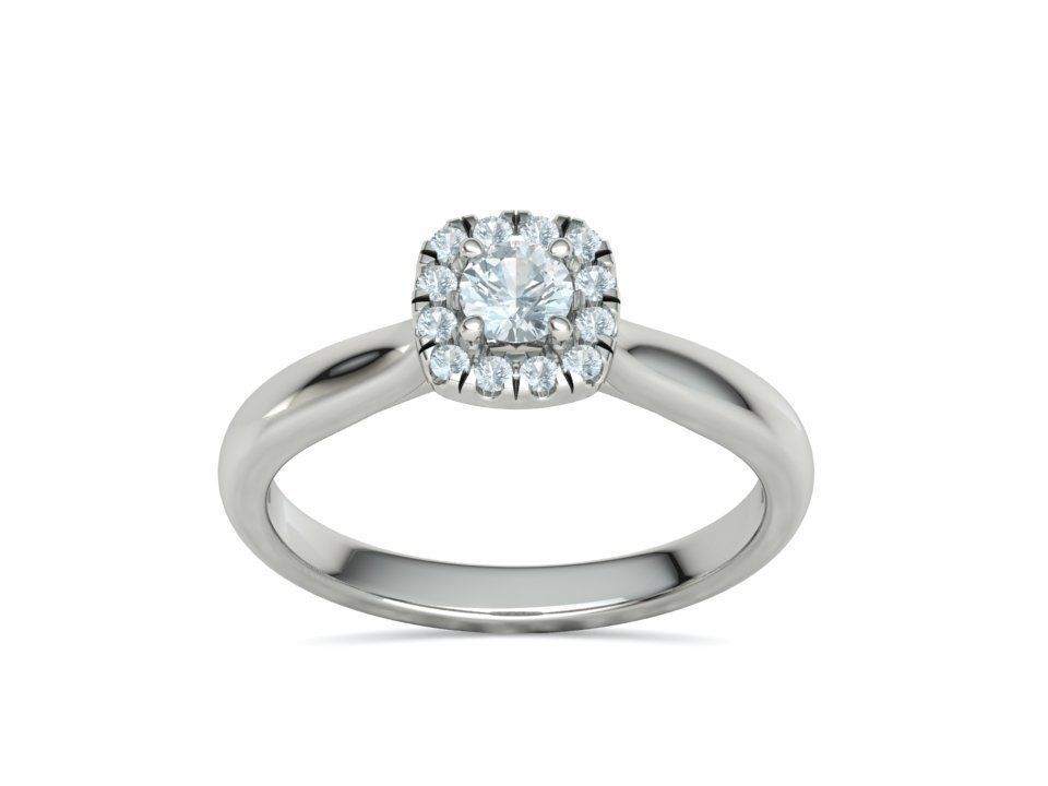 Anillo de Compromiso con Halo y Diamantes