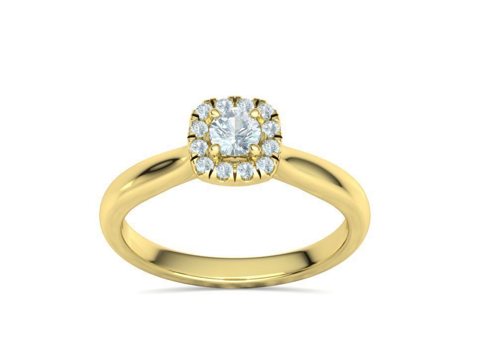 Anillo de Compromiso con Halo y Diamantes