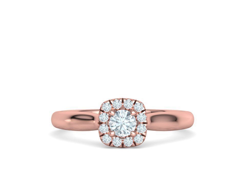 Anillo de Compromiso con Halo y Diamantes