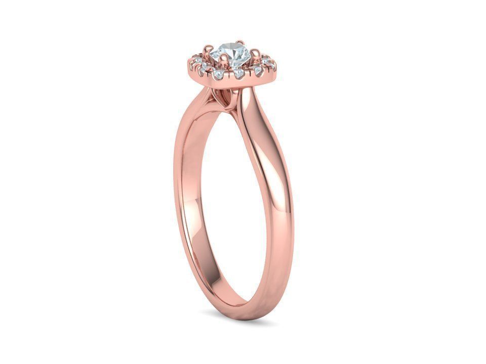 Anillo de Compromiso con Halo y Diamantes