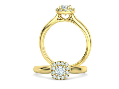 Anillo de Compromiso con Halo y Diamantes