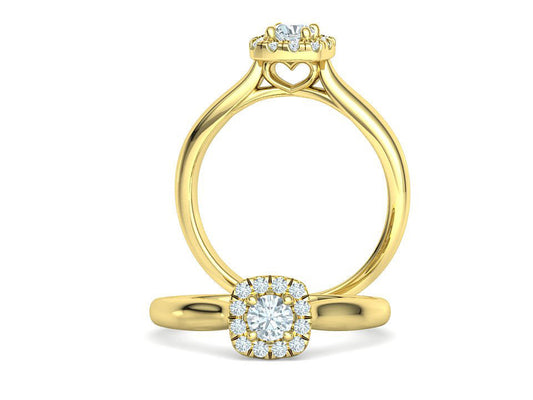 Anillo de Compromiso con Halo y Diamantes