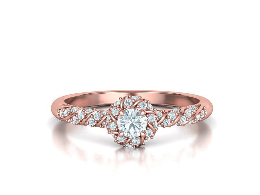 Anillo Delicate Twist de Oro 14k con Incrustaciones