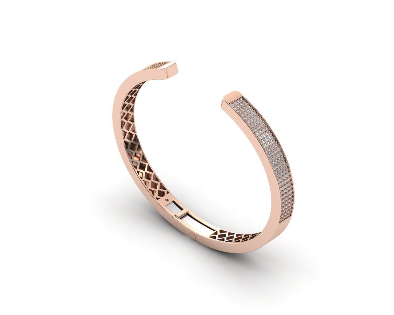 Hermoso Brazalete de Oro Rosado con Incrustaciones