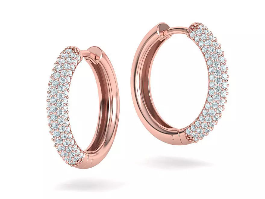 Aretes Hopp de Oro 14k con Incrustaciones Brillantes