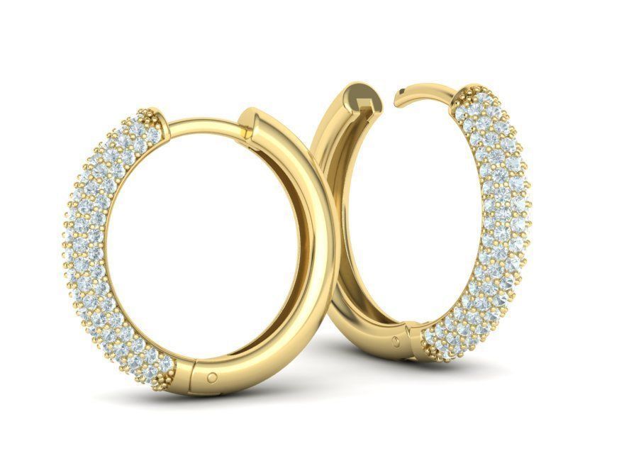 Aretes Hopp de Oro 14k con Incrustaciones Brillantes