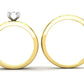 Trio de Argollas Matrimoniales con Solitario Circular de Centro Cuadrado