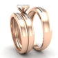 Trio de Argollas Matrimoniales con Solitario Hexagonal