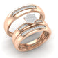 Trio de Argollas Matrimoniales con Solitario Hexagonal