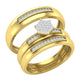 Trio de Argollas Matrimoniales con Solitario Hexagonal