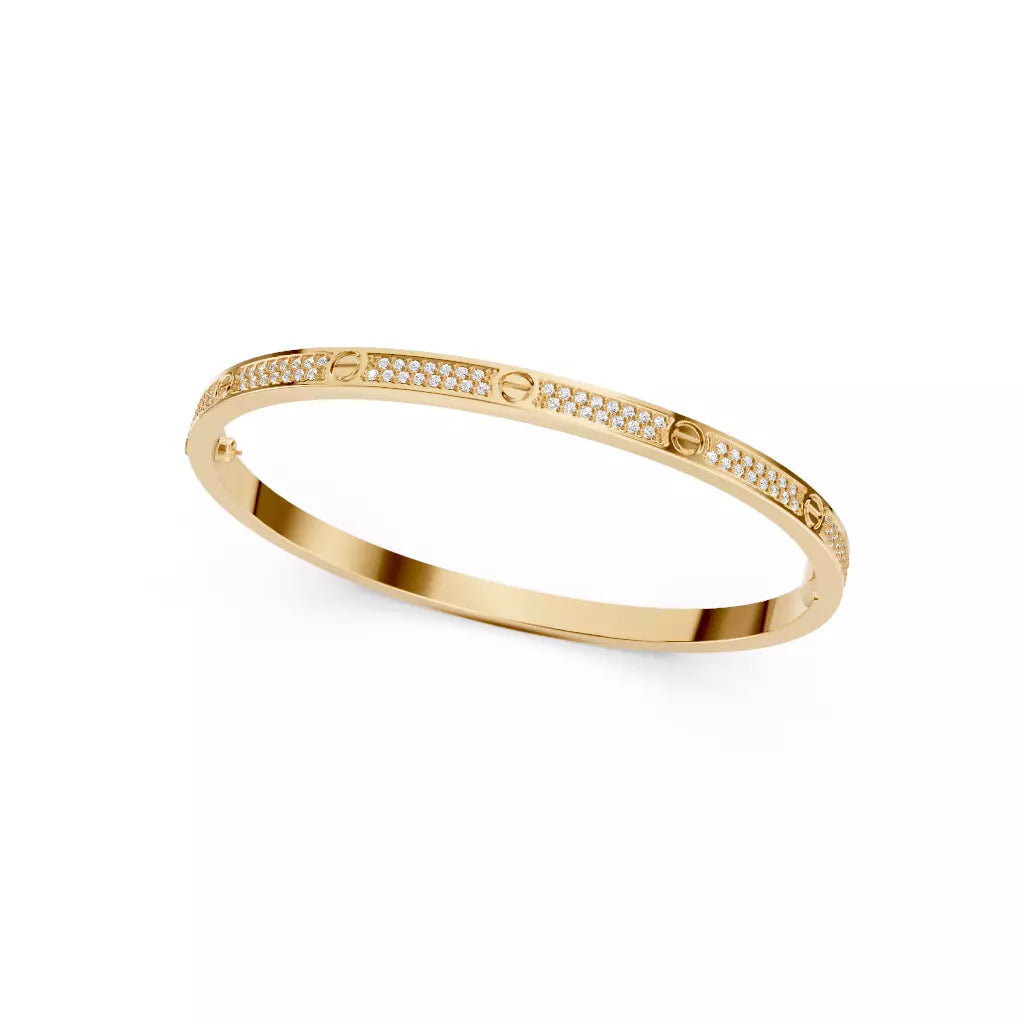 Refinado Brazalete Small de Oro Amarillo con Pavé de Incrustaciones