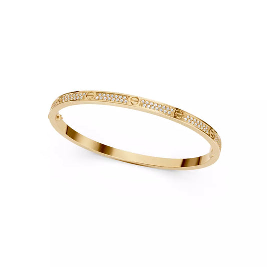 Refinado Brazalete Small de Oro Amarillo con Pavé de Incrustaciones