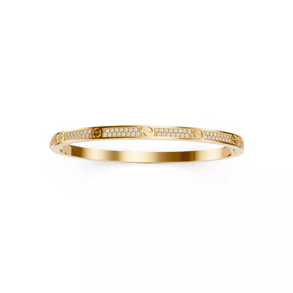 Refinado Brazalete Small de Oro Amarillo con Pavé de Incrustaciones