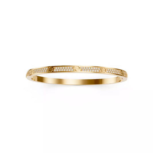 Refinado Brazalete Small de Oro Amarillo con Pavé de Incrustaciones
