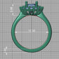 Anillo de Compromiso de Oro con Corona de Diamantes e Incrustación Ovalada