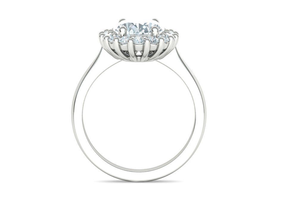 Anillo de Compromiso de Oro con Corona de Diamantes e Incrustación Ovalada