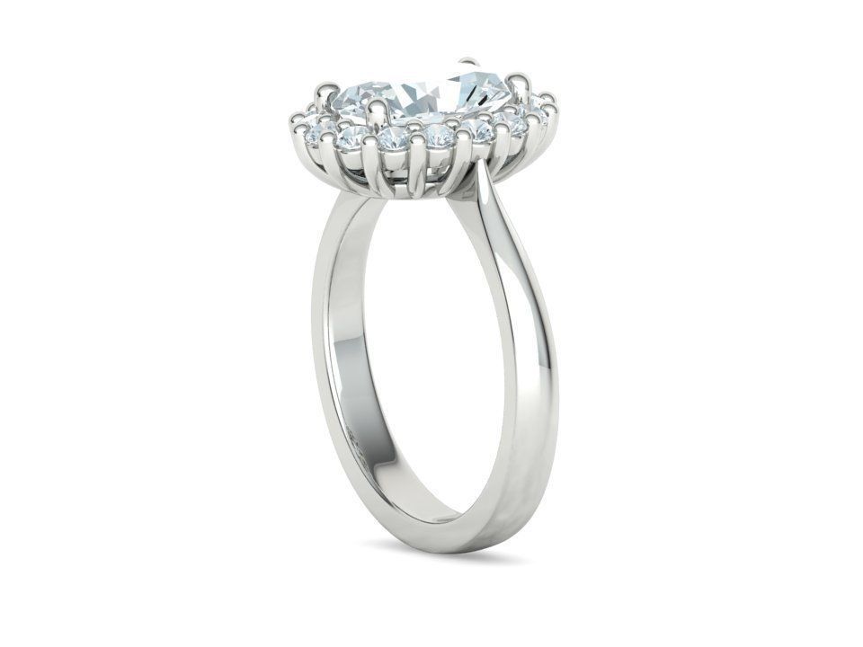 Anillo de Compromiso de Oro con Corona de Diamantes e Incrustación Ovalada