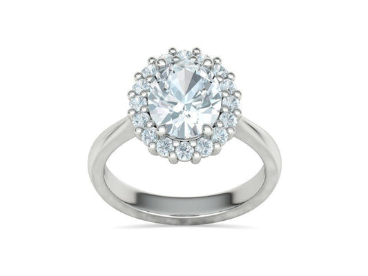 Anillo de Compromiso de Oro con Corona de Diamantes e Incrustación Ovalada