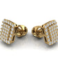 Aretes Rectangulares de Oro Amarillo con Incrustaciones