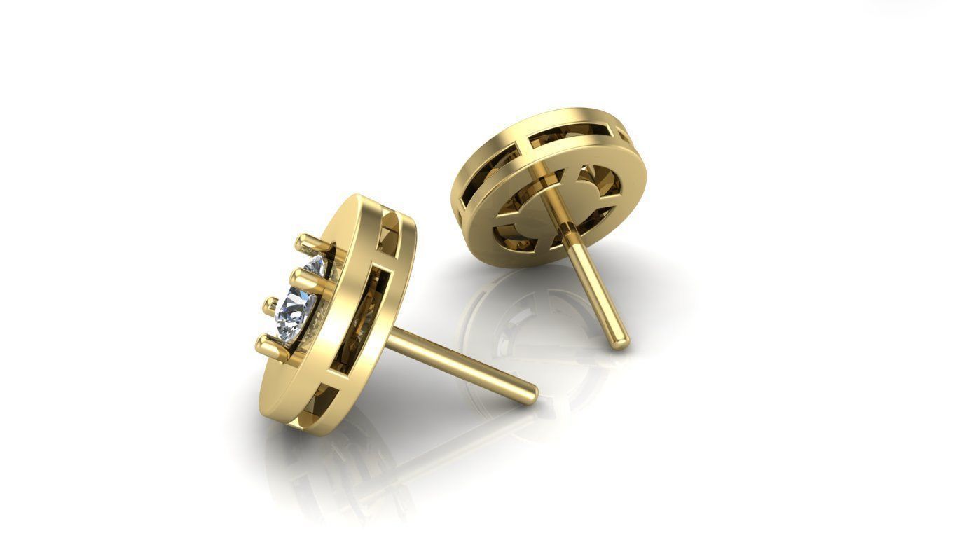 Finos Aretes con Circulo de Oro Amarillo con Brillante Incrustacion