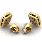 Aretes Rectangulares de Oro Amarillo con Incrustaciones